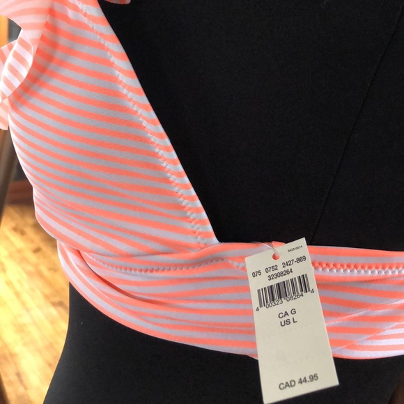 Coral striped bikini top - Picture 2 of 4